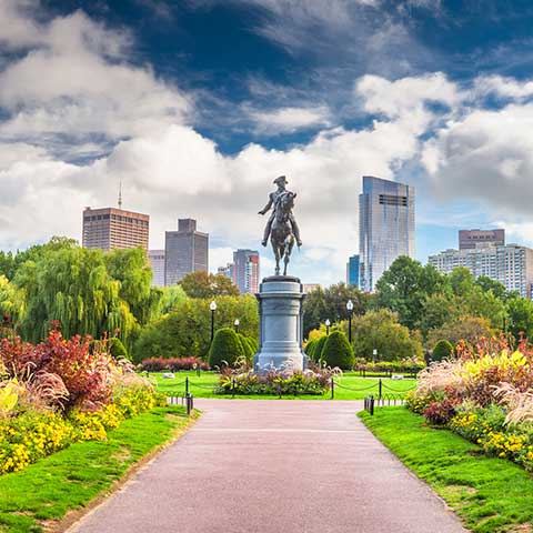 View the Statue of George Washington in Boston as well as a host of other historic sites on an eastern United States vacation