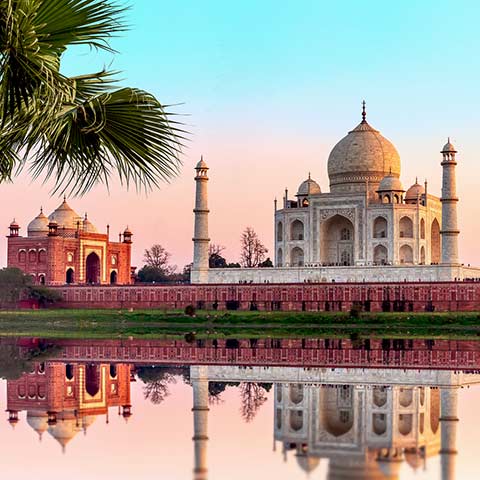 Sunset view of the incredibleTaj Mahal, a UNESCO World Heritage Site, that can be seen on an India tour