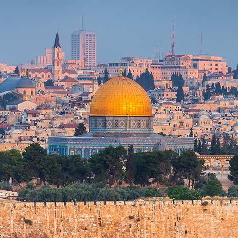 View of Jerusalem featuring the Dome of the Rock on an Israel tour