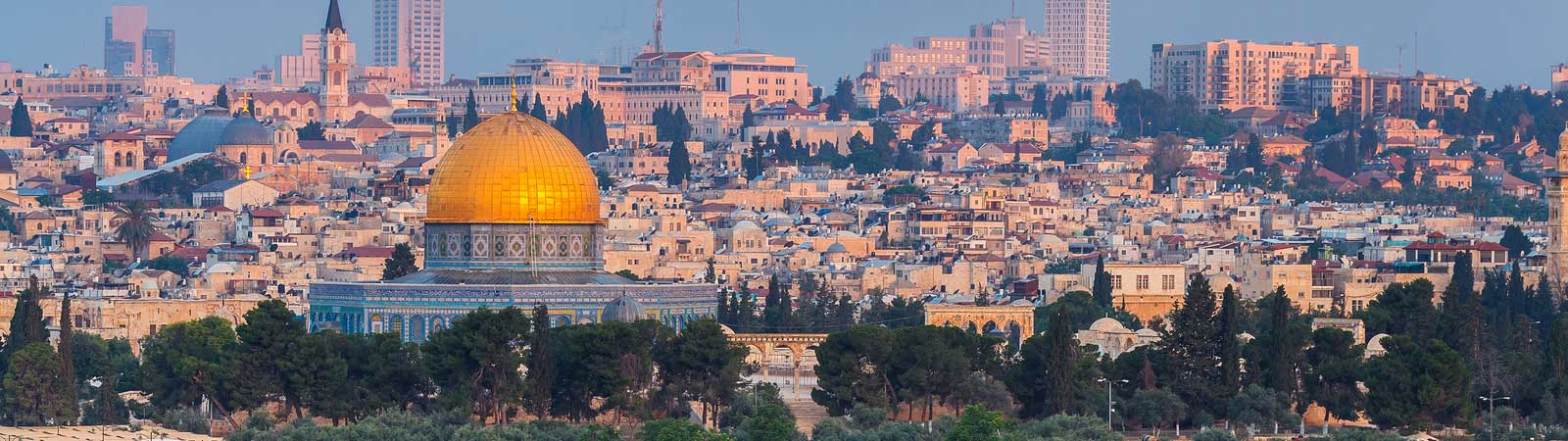 Panorama view of Jerusalem featuring the Dome of the Rock on an Israel tour