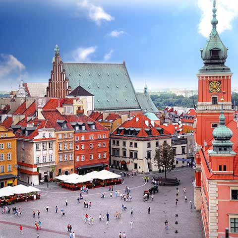View of Warsaw on an escorted Poland vacation